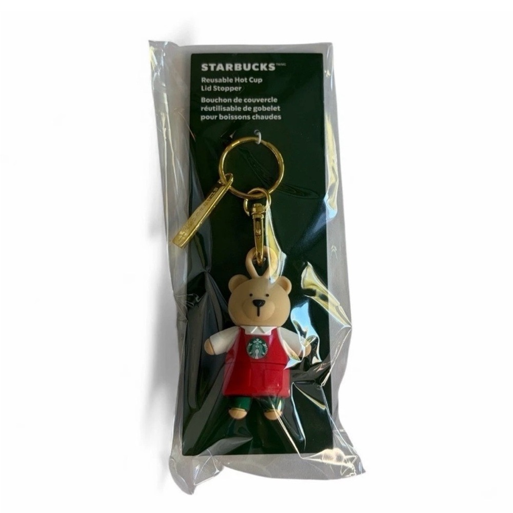 NEW Starbucks "Bearista" Holidays 2025 Red Lid Stopper Keychain